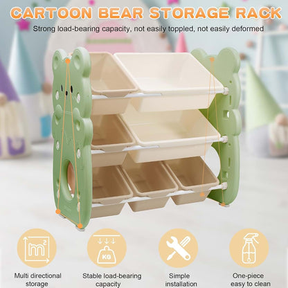 PHSSHOP [Durable Storage] 3-Tier Stackable Plastic Storage Organizer | Modern Traditional Design for Toys, Books