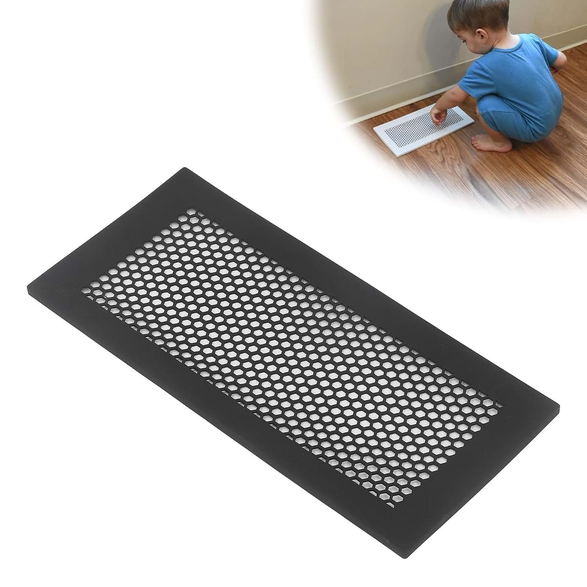 BabyOneStop 2-Pack Silicone Baby Proof Vent Covers for 4x12in Vents, Black
