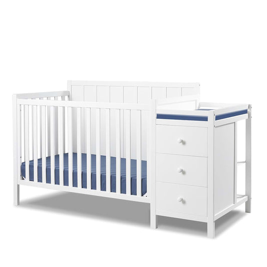 Sorelle Essex Crib & Changer 4-in-1 Convertible Baby Bed in White