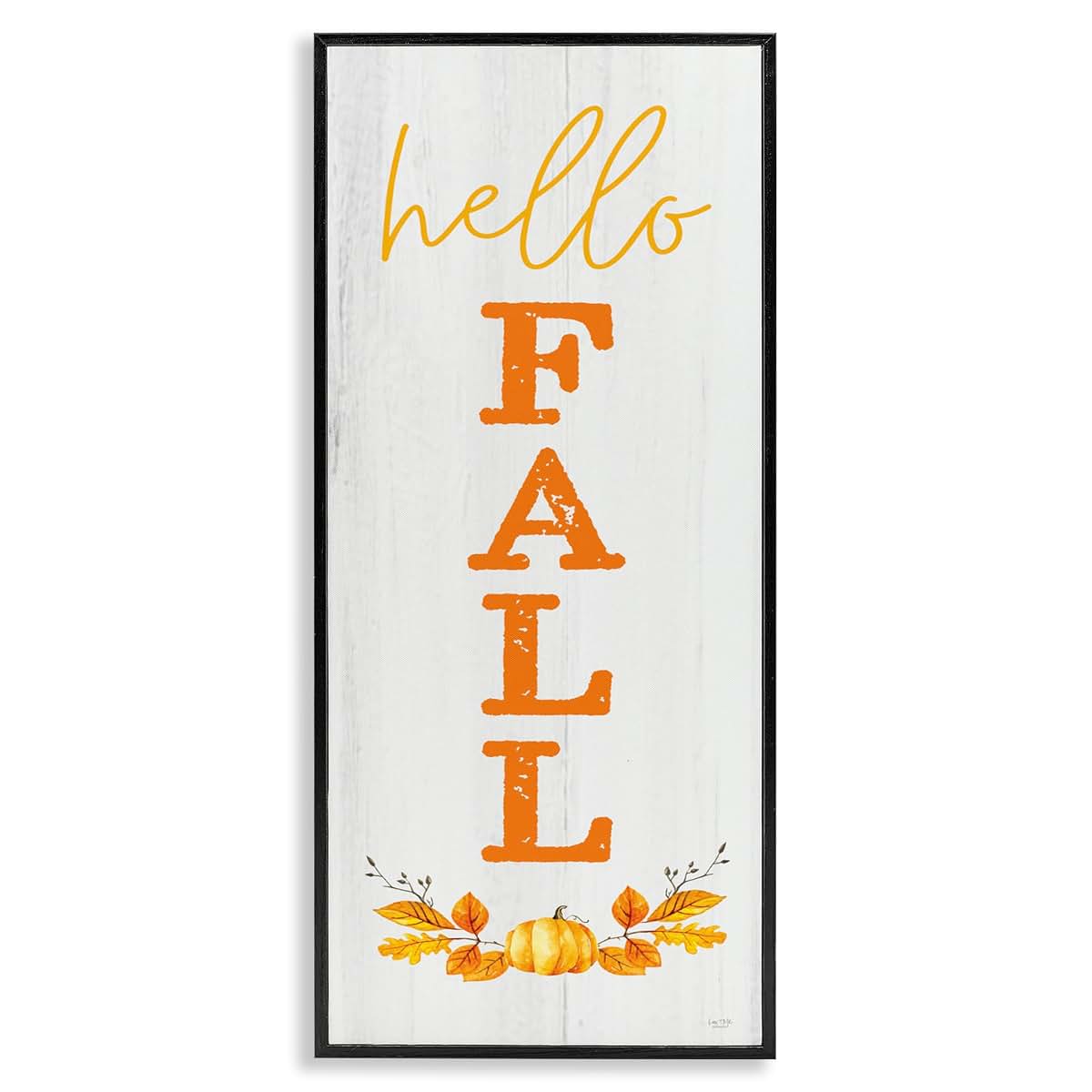 Stupell Industries Hello Fall Phrase Cascading Text Pumpkin Art
