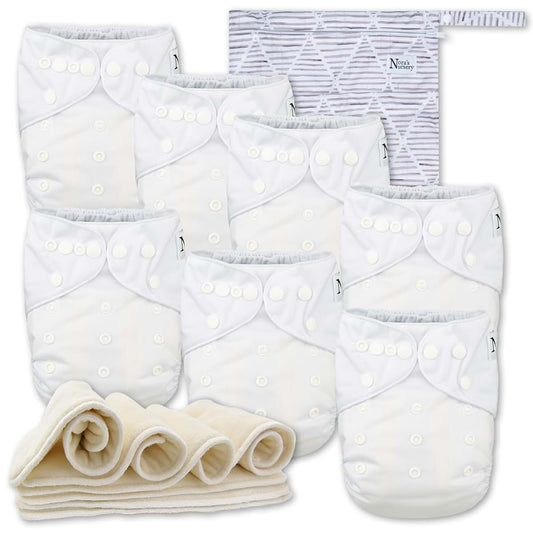 Nora's Nursery Cloth Diapers 7 Pack Adjustable Pocket Reusable