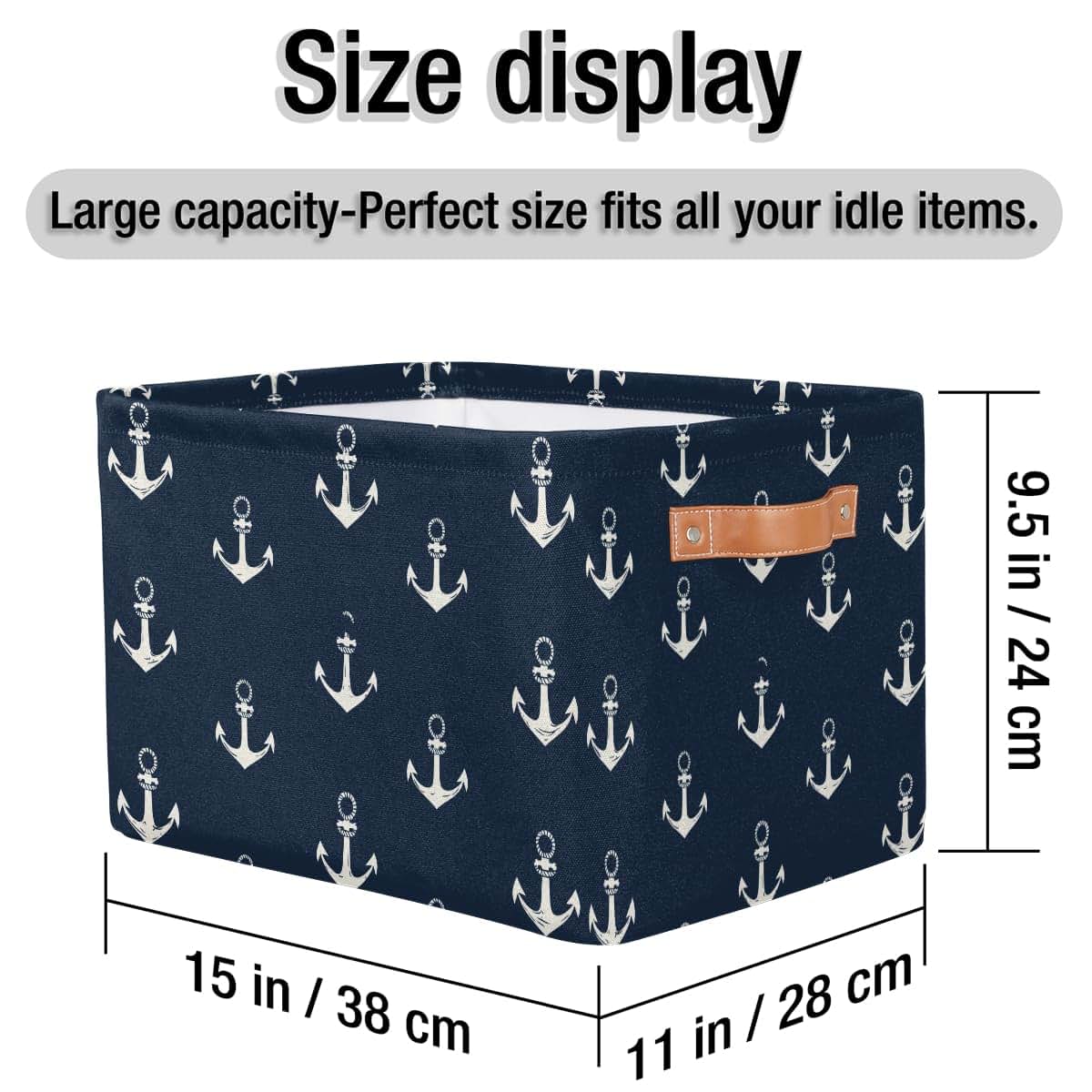 UOYO Sea Ocean Nautical Anchor Storage Basket - Collapsible Canvas Bin