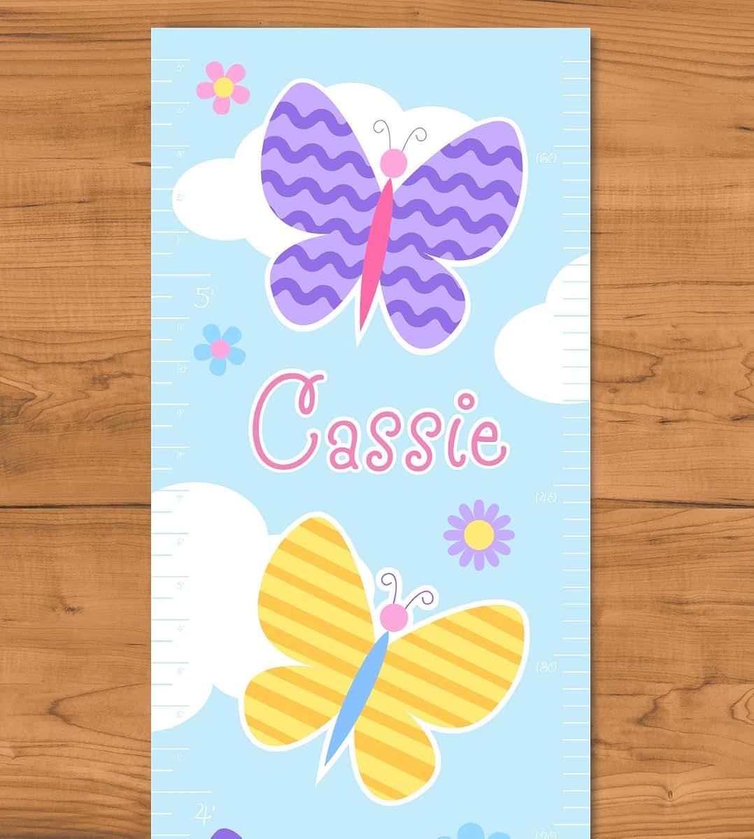 Olive Kids Butterfly Garden Personalized Kids Canvas Growth Chart