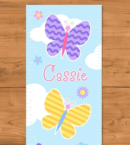 Olive Kids Butterfly Garden Personalized Kids Canvas Growth Chart
