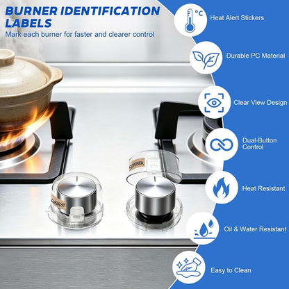 Stove Knob Safety Covers 5 Pack, Dual-Button Oven Knob Covers, White