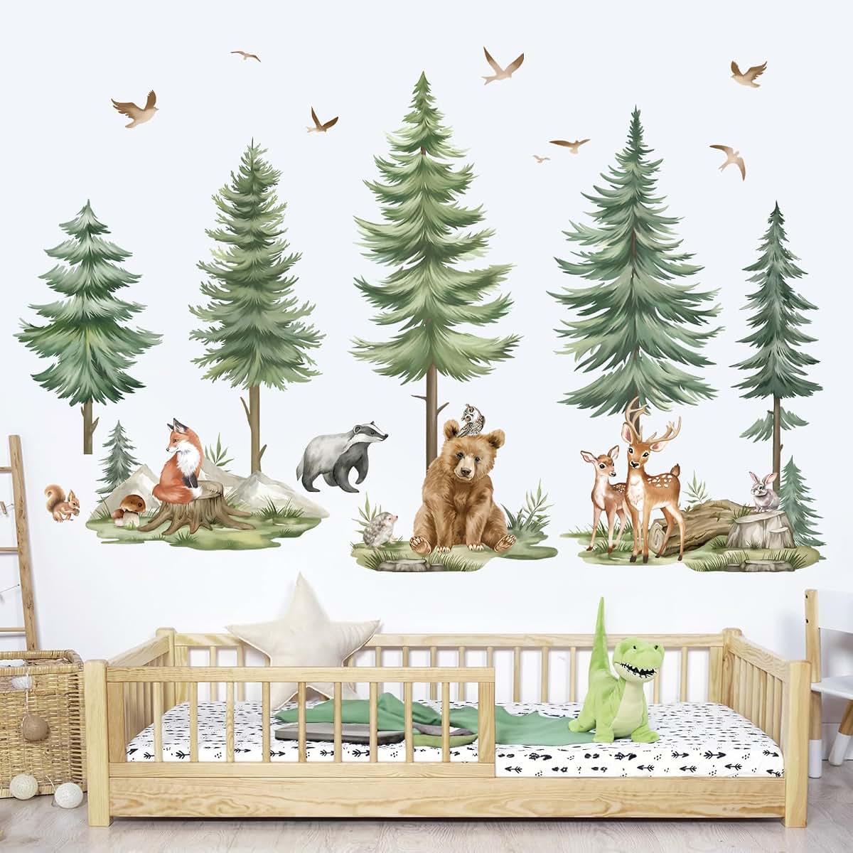 Wondever Forest Animal Mural Wall Decals for Nursery and Playroom Decor