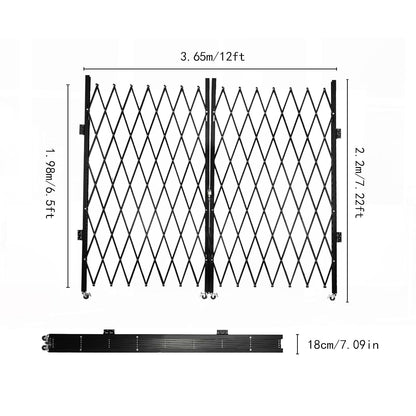HZOPUTLH Single Folding Security Gate with Padlock and Wheels, 7.22 x 7.5 Inch, Black