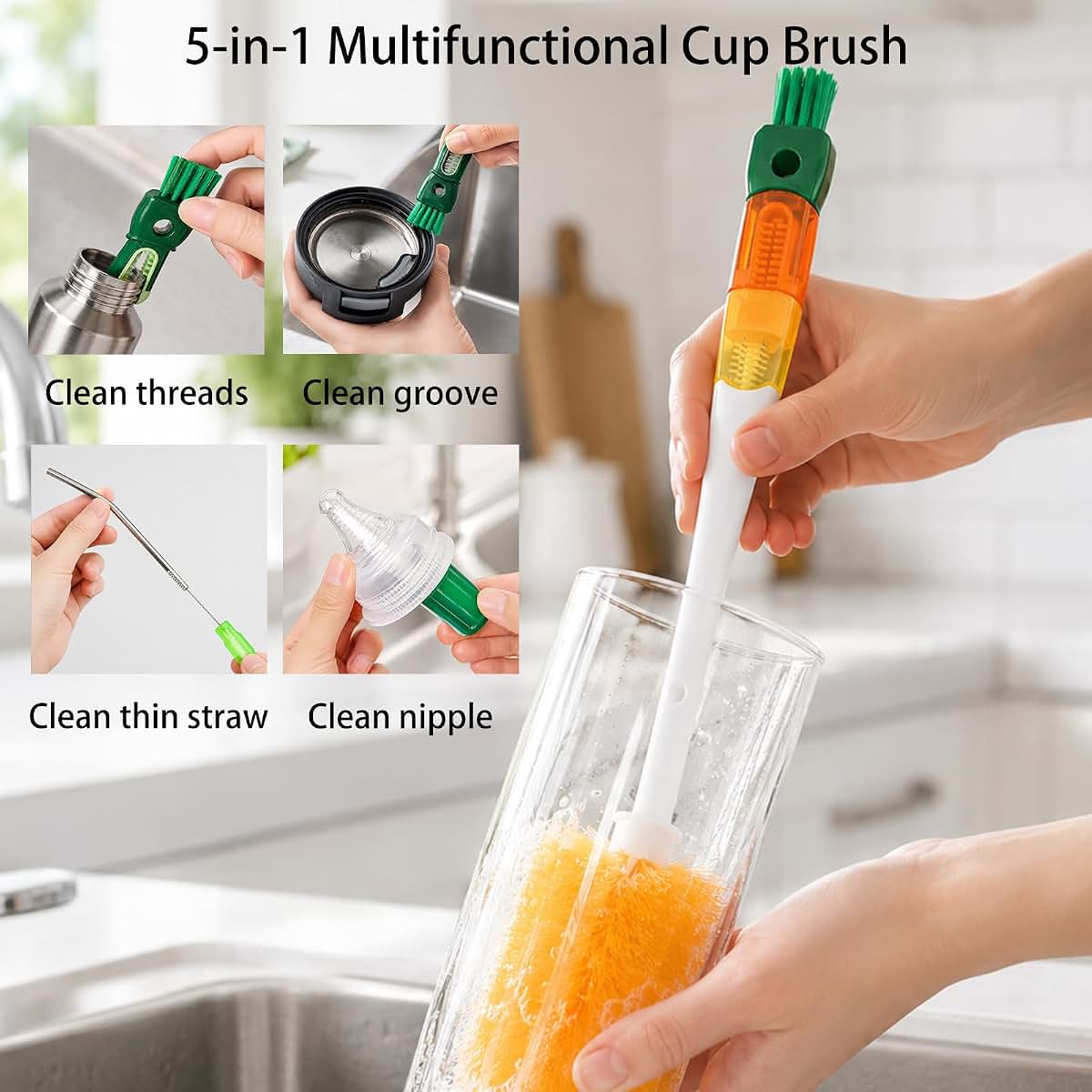 Hengisana bottle brush set,Used for cleaning Straw, bottle cap and bottle (photo 2)