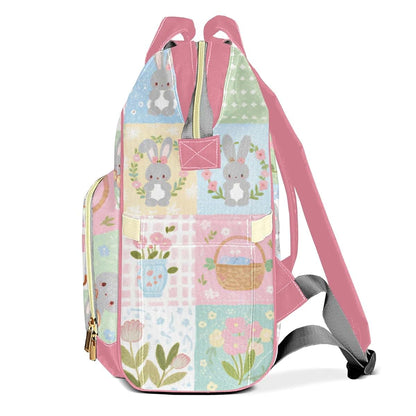 Joyestore Personalized Cute Animal Rabbit Flower Wreath Custom Mom Bag with Name,Dad and Mom Diaper Backpack for Baby (photo 3)