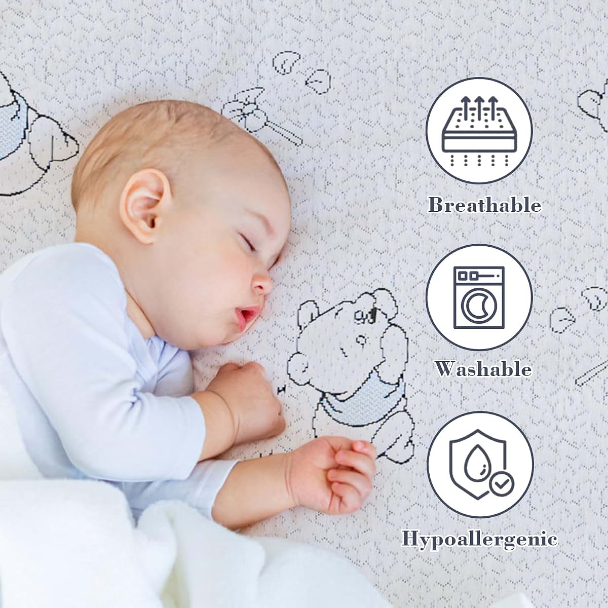 ESJAYING Pack and Play Mattress Pad, 38 x 26 Inch, Gel Memory Foam