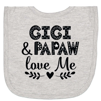 Inktastic Gigi and Papaw Love Me Newborn Bib with Scandinavian Style Lettering