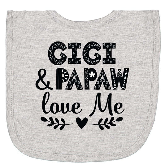Inktastic Gigi and Papaw Love Me Newborn Bib with Scandinavian Style Lettering