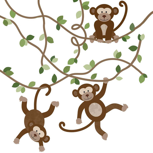Wall Dressed Up Large Jungle Monkey Wall Stickers, Removable and Reusable
