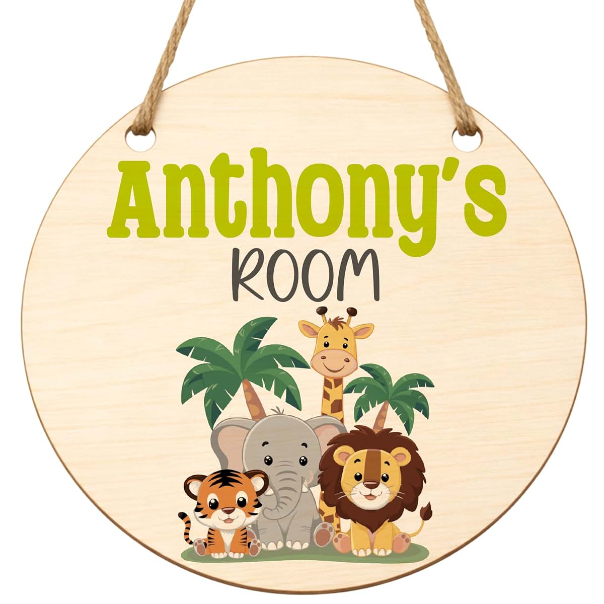 SugoiDesign Personalized Safari Kids Door Sign Custom Name Plaque