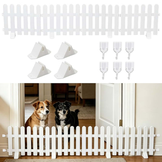 HFYZZ 19.7" Tall Short Dog Gate, Adjustable Puppy Gate with Support Feet, Step Over Dog Fence Freestanding Pet Barrier