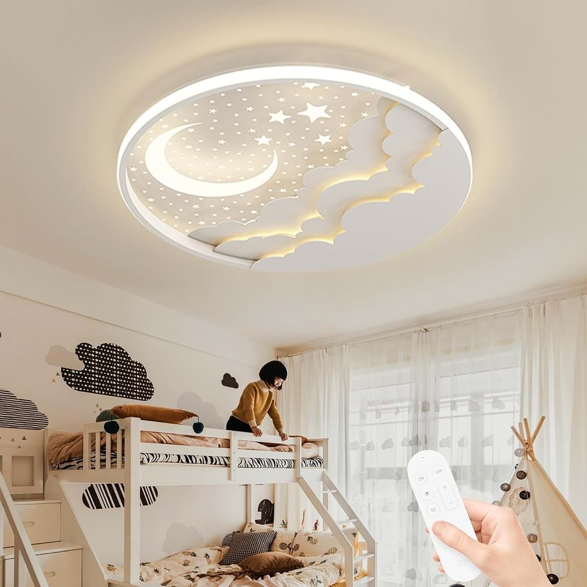 GYJNRG Ultra-Thin LED Ceiling Light, Dimmable Star Moon Lamp