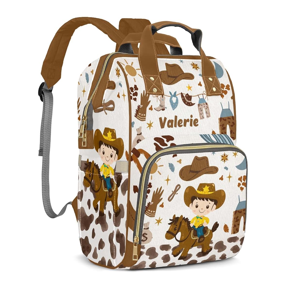 LiSoAkWE Horse Rodeo Western Personalized Diaper Bag Backpack,Customized Nappy Backpack for Travel Outdoor with