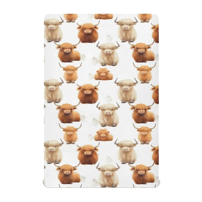 KEIGE Highland Cow Pattern Fitted Crib Sheet