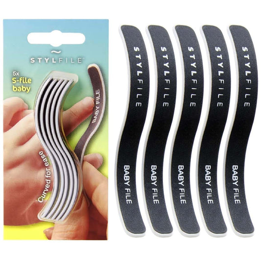 STYLFILE Baby S-File – Curved Baby Nail File, New-Born, Infant, Emery Board & Manicure Nails