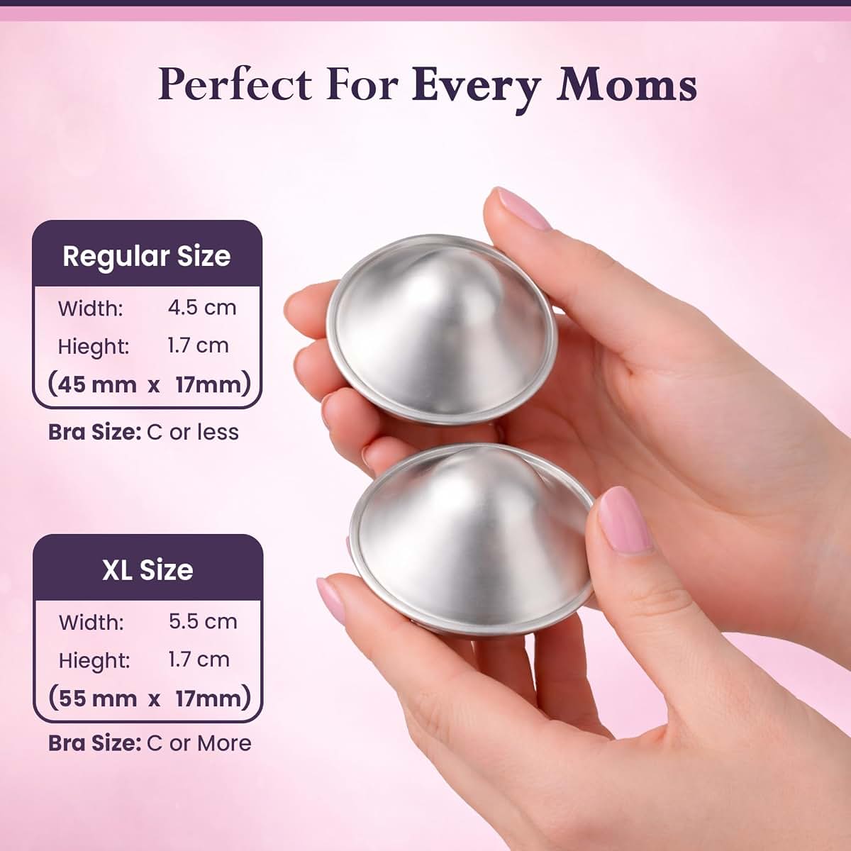 Raffino 999 Pure Silver Nursing Cups, X-Large Silver Nipple Covers (photo 2)