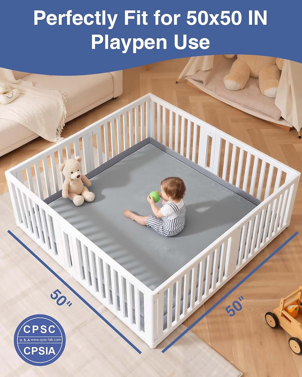 SEPARO Baby Play Mat, 1.3 Inch Thick 50x50 Non-Slip Grey