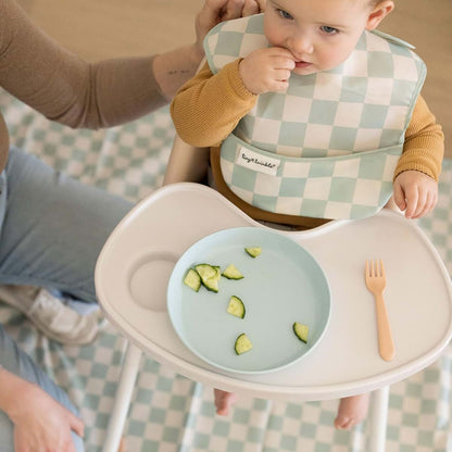 Tiny Twinkle Splat Mat for Under High Chair or Table, 51 x 51 Inch Waterproof Sage Checkers