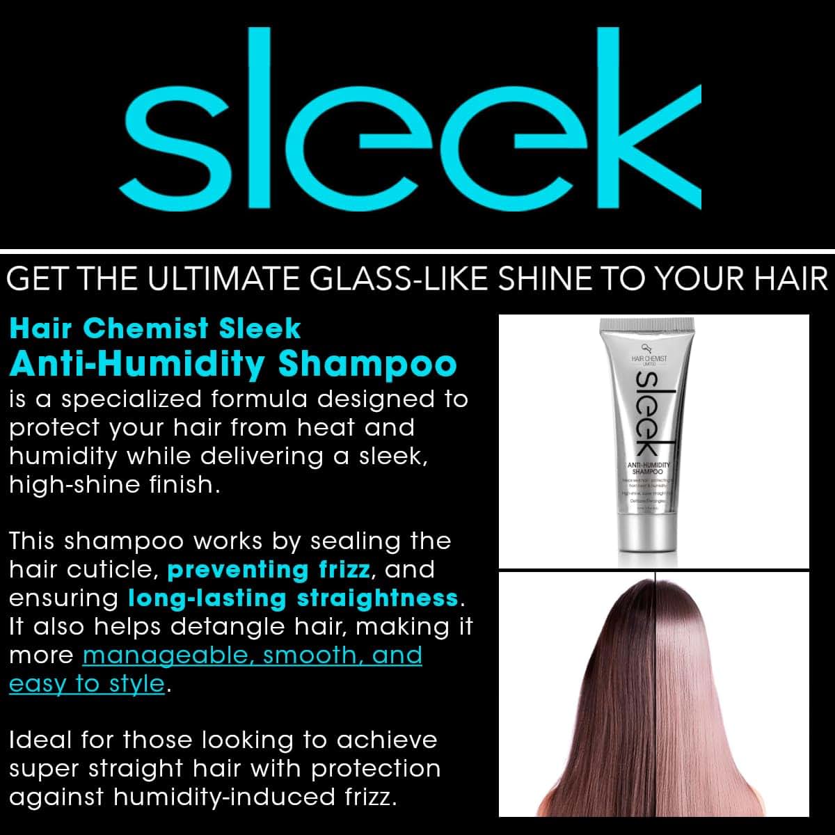Sleek Anti-Humidity Shampoo for Frizz Control and High Shine Finish