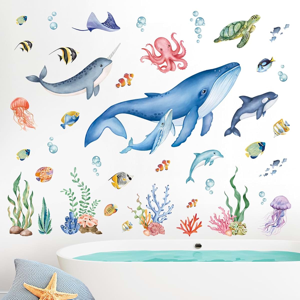 Wondever Under The Sea Wall Decals: Removable Ocean Fish Sticker Set