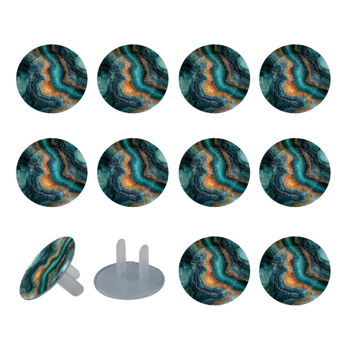 CDGIRUOWUNV Baby Safety Outlet Plug Electrical Socket Covers, Teal Agate Texture (3)