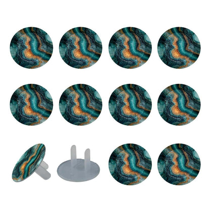 CDGIRUOWUNV Baby Safety Outlet Plug Electrical Socket Covers, Teal Agate Texture (3)