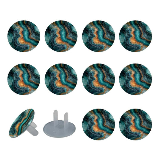 CDGIRUOWUNV Baby Safety Outlet Plug Electrical Socket Covers, Teal Agate Texture (3)