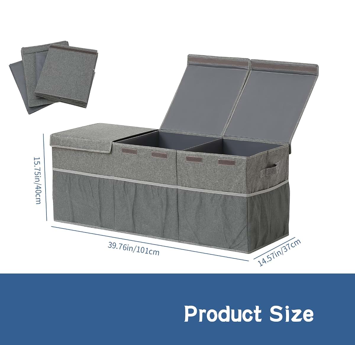 Remittur Extra Large Toy Box with Mesh Pockets and Lift-Off Lid