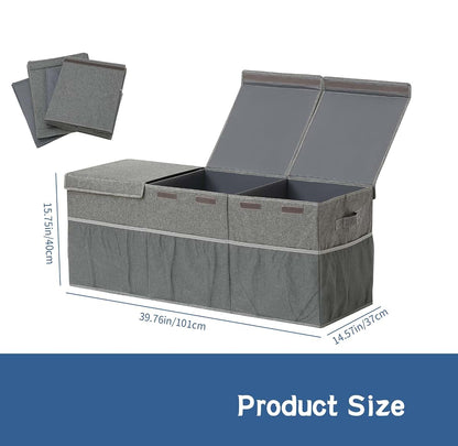 Remittur Extra Large Toy Box with Mesh Pockets and Lift-Off Lid