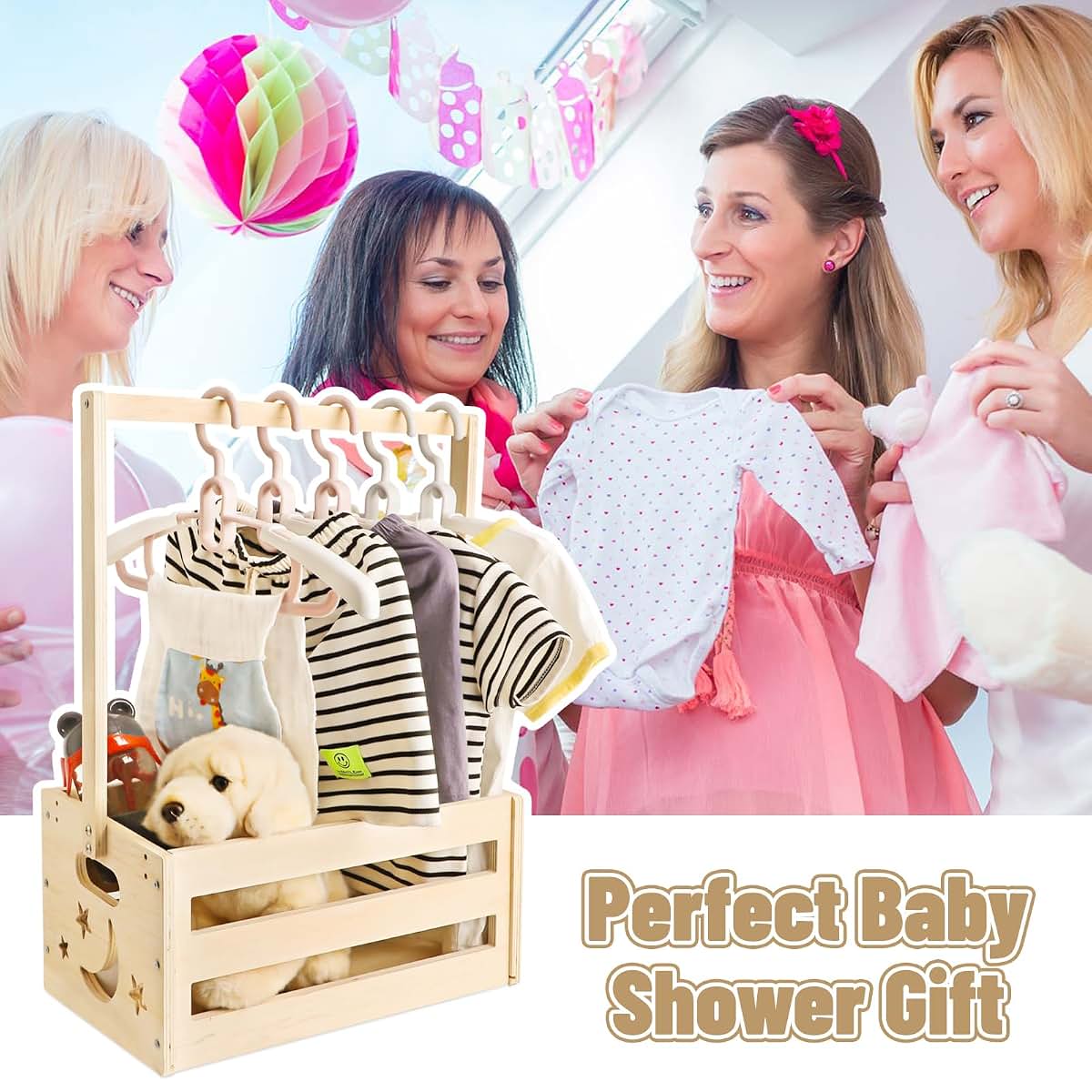 Wooden Baby Shower Crate Closet Bigger Size Storage Basket With Handle