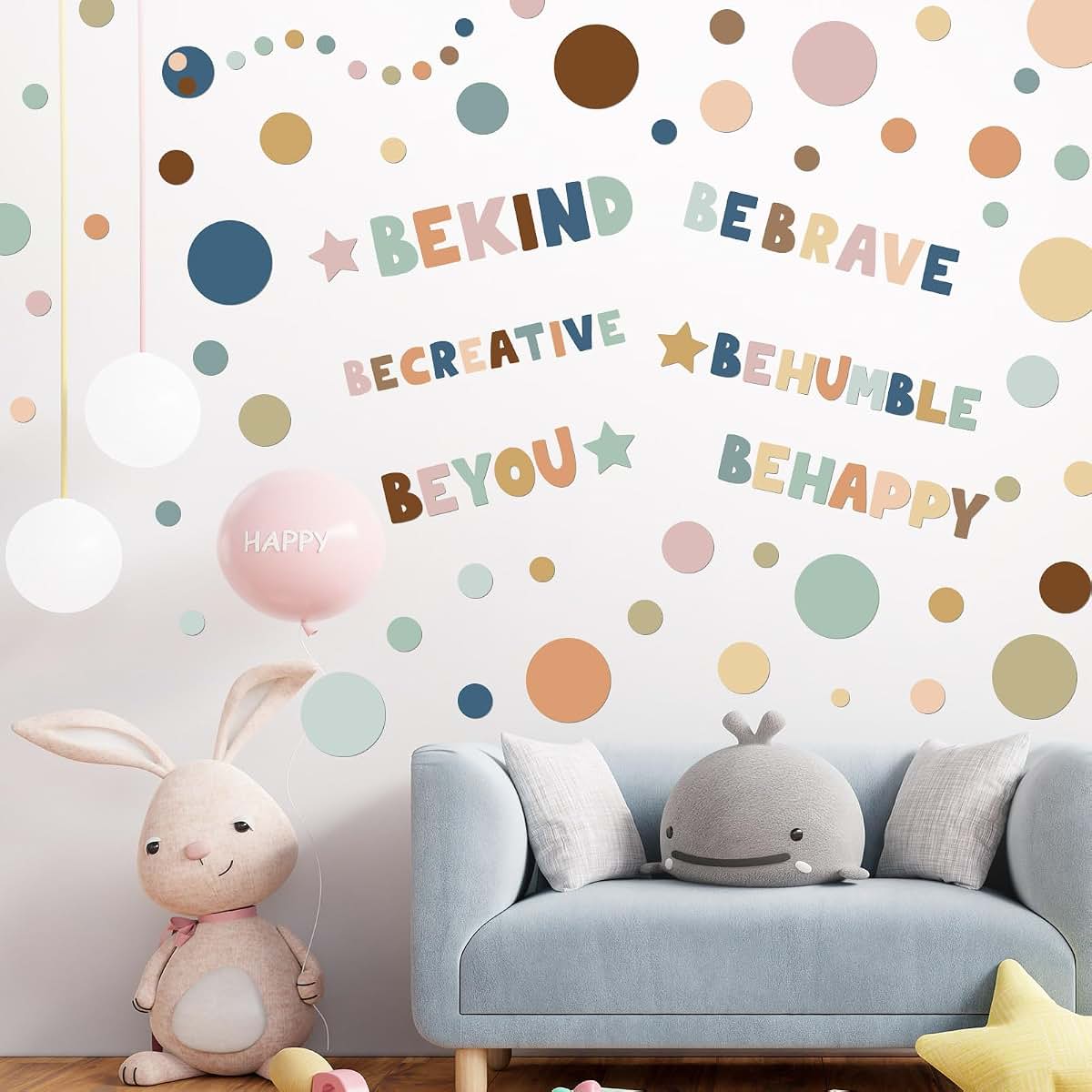 TaoBary 332 Pcs Polka Dot Wall Decals with Inspirational Phrases, Boho Peel and Stick Stickers for Nursery and Playroom