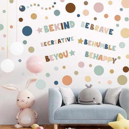 TaoBary 332 Pcs Polka Dot Wall Decals with Inspirational Phrases, Boho Peel and Stick Stickers for Nursery and Playroom