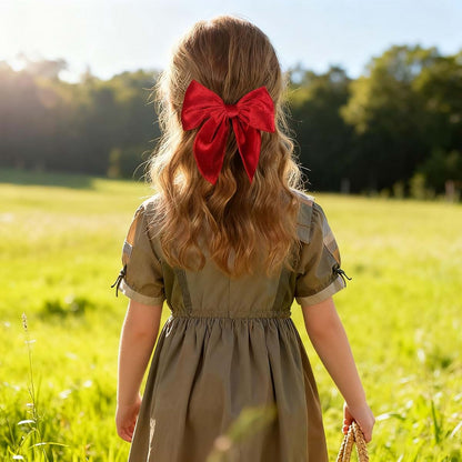 Tinsparkwin Red And Green Velvet Hair Bows With Alligator Clips