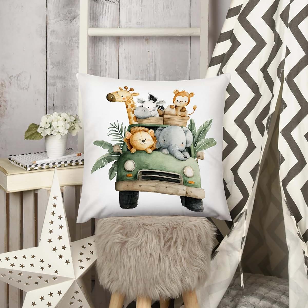 HawSkgFub Safari Animal Print Throw Pillow Cover for Nursery Decor
