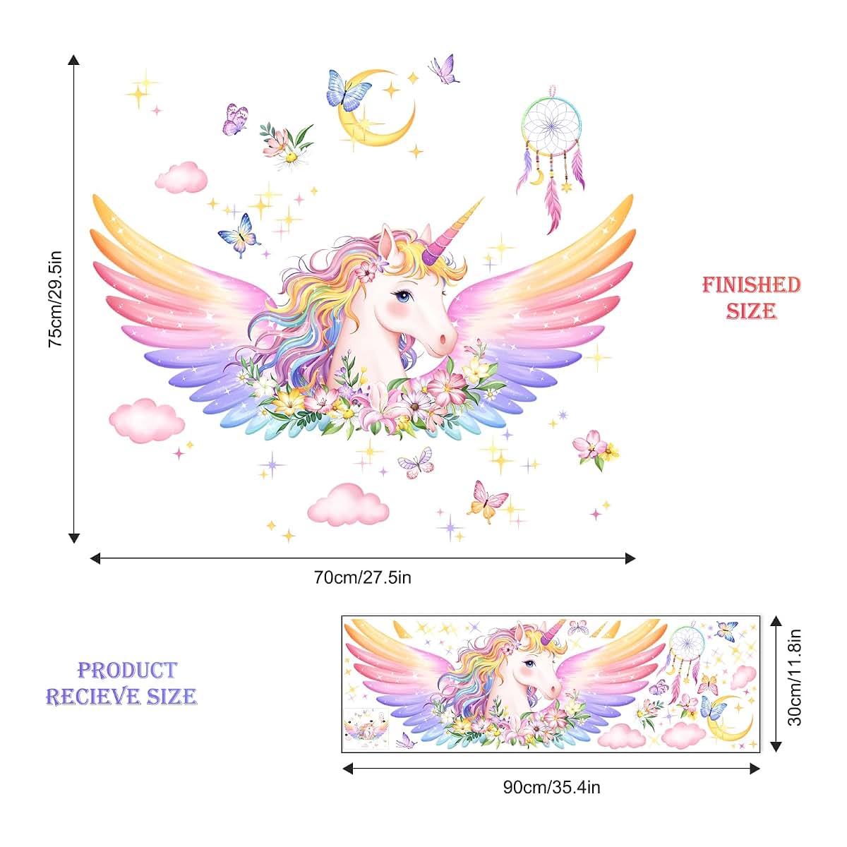 Unicorn and Cloud Vinyl Wall Decals for Girls' Nursery Bedroom Decor