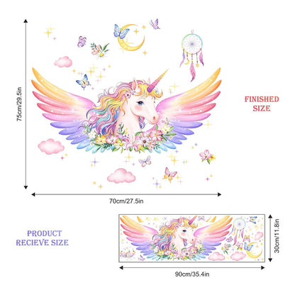 Unicorn and Cloud Vinyl Wall Decals for Girls' Nursery Bedroom Decor