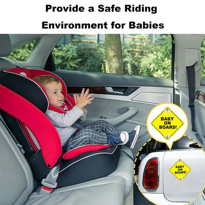 BabyOneStop 2-Pack Baby On Board Car Signs with Suction Cups, 5x5 Inch Reusable Window Decals