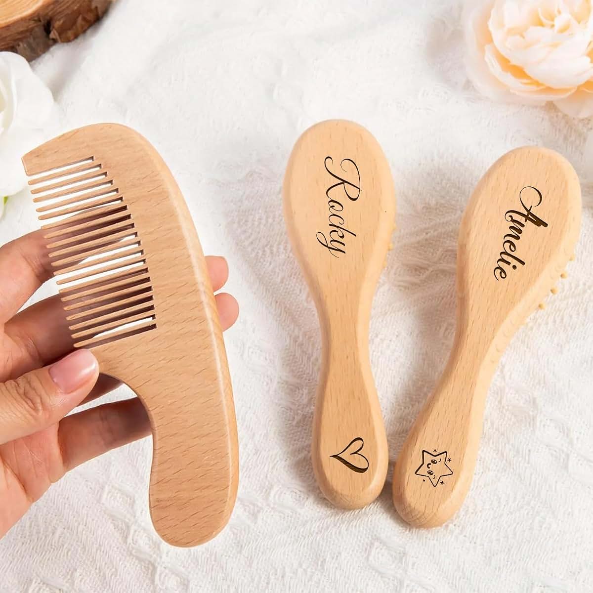 Doyouwe Custom Baby Hairbrush And Comb Set With Personalized Engraving (photo 2)