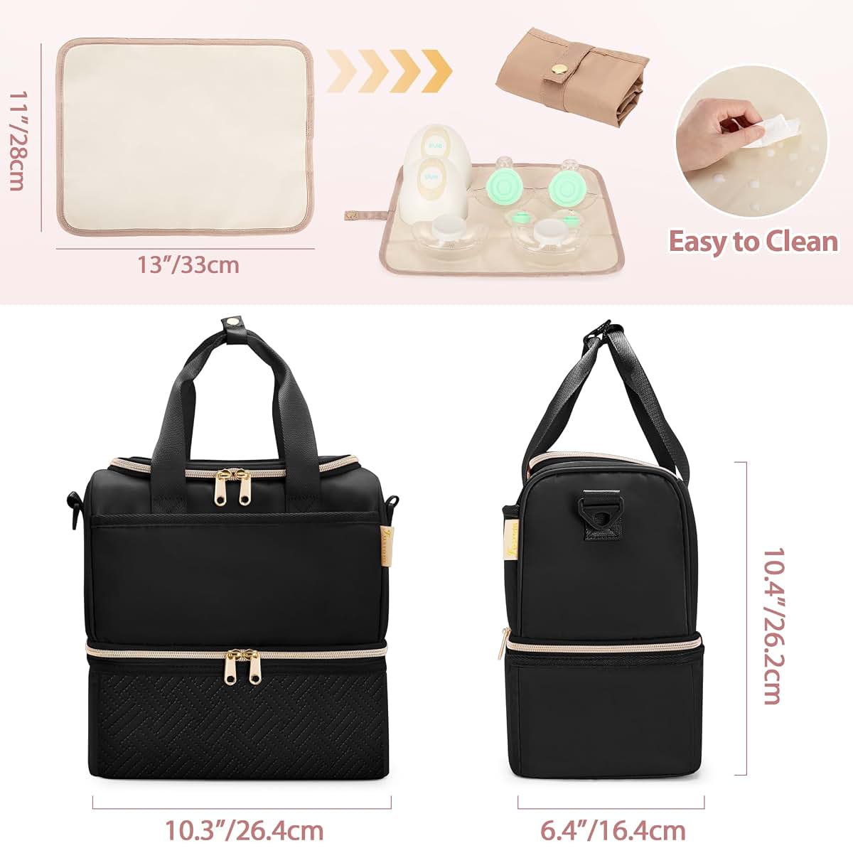 Fasrom Wearable Breast Pump Bag With Cooler Compartment And Drying Mat