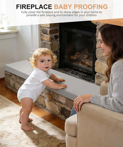 Fireplace Baby Proofing 80 Inch Corner Guard Hearth Cushion Grey NBR Memory Foam