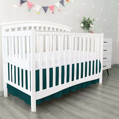 Balsara's Pleated Crib Bed Skirt, 800TC 100% Egyptian Cotton Teal Bedding Skirt (photo 4)