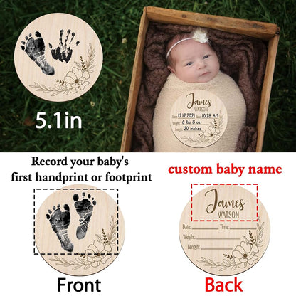 BabyOneStop Personalized Newborn Birth Announcement Sign With Handprint Kit