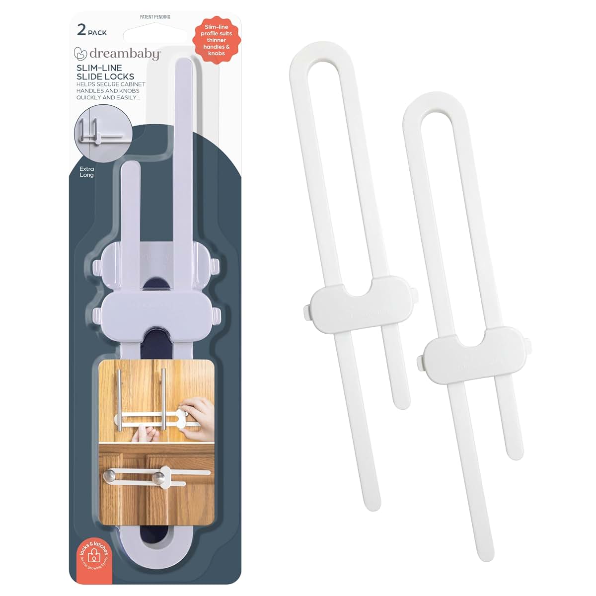 Dreambaby Slimline Cabinet Locks for Baby Proofing Sliding 2 Pack