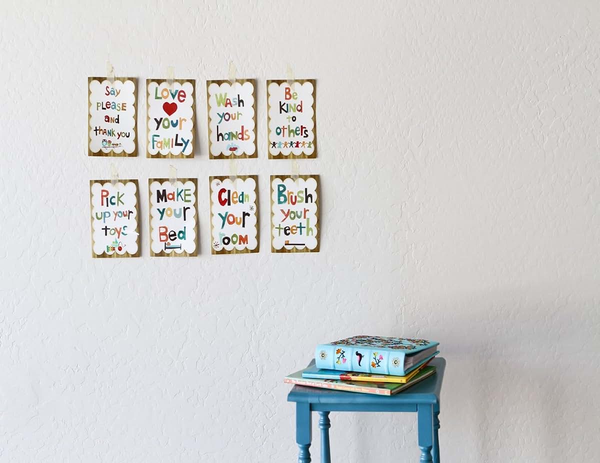 Good Manners 5x7 Wall Cards Set of 8, Nursery Wall Decor Prints