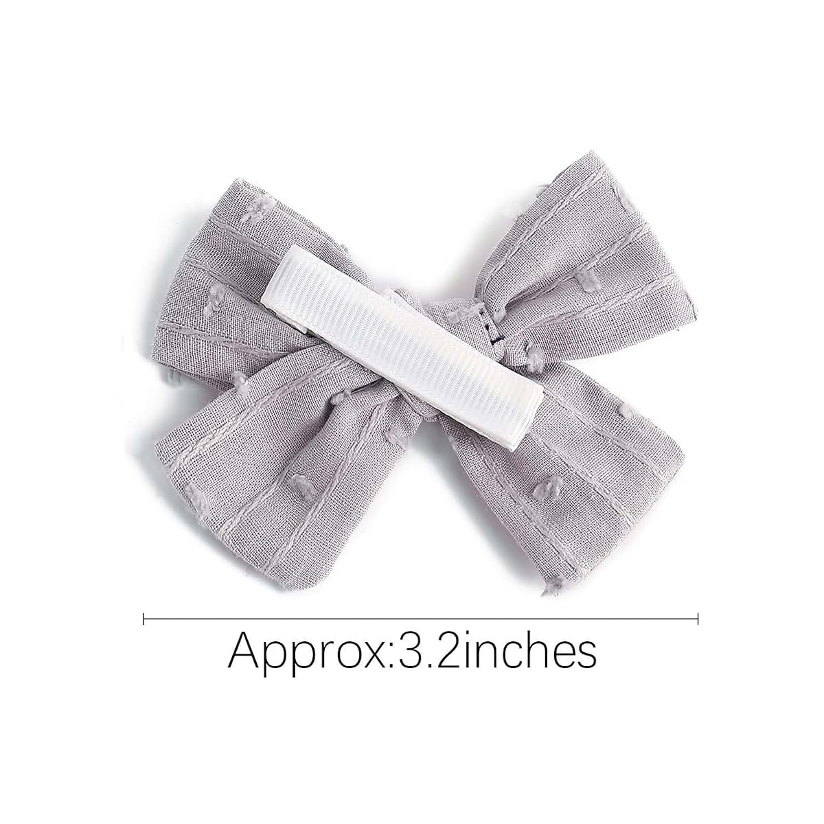 Grey Linen Hair Bow Clips for Girls and Teens