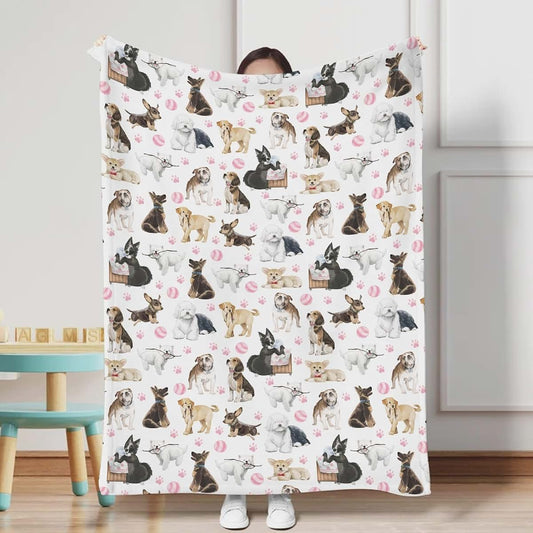 BabyOneStop Cute Dogs Print Flannel Baby Blanket